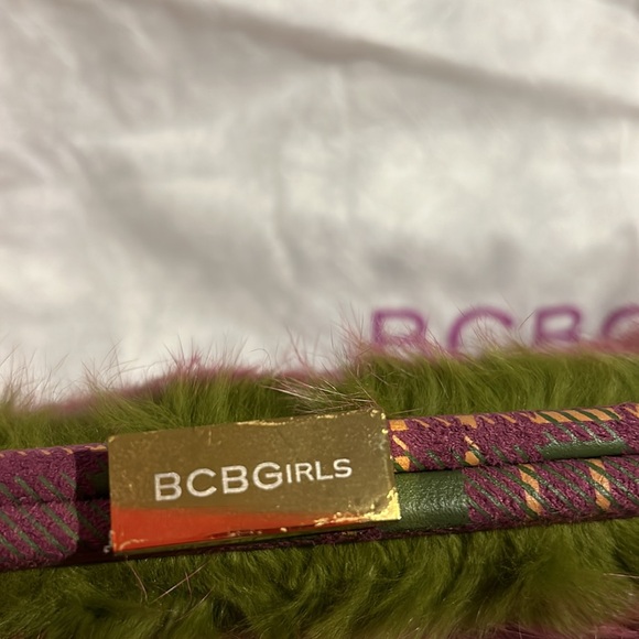 Pink & Green Fur Clutch with Tartan Plaid-NWT - Picture 3 of 6